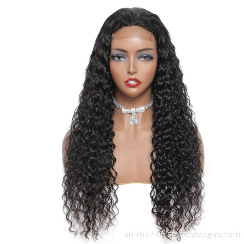 Wholesale Mink Brazilian Human 10A Virgin Cuticle Aligned Raw Hair  4X4 Lace Closure Frontal Water Wave Wig 2021 Trending Style